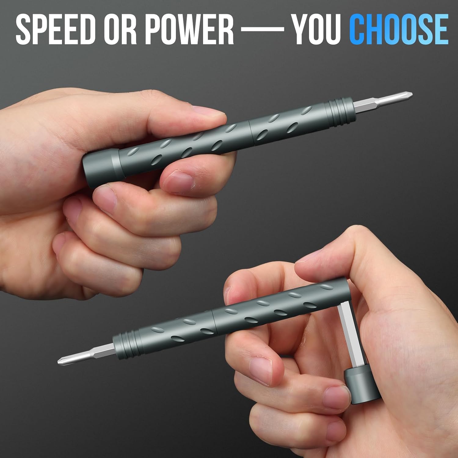 Precision screwdriver bits labelled by type and size in the magnetic cube case