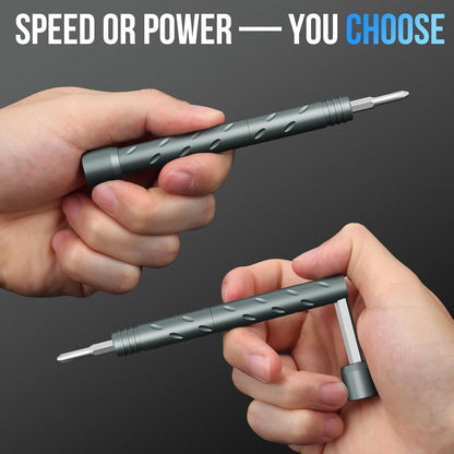 Precision screwdriver bits labelled by type and size in the magnetic cube case